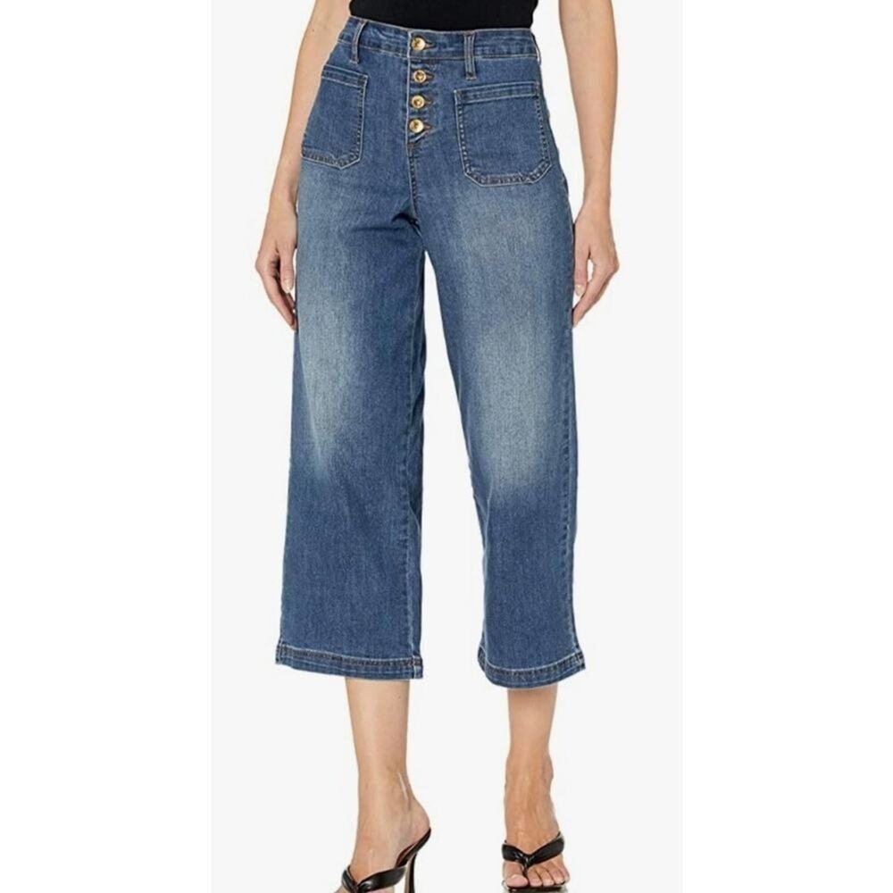 Anne Klein Women's‎ Button Up Front Wide Leg Crop Jeans size 12 new!